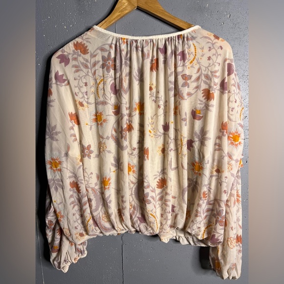 Free People Womens Wild Flower Honey Blouson Floral Print Peasant Top, Small - Picture 2 of 10